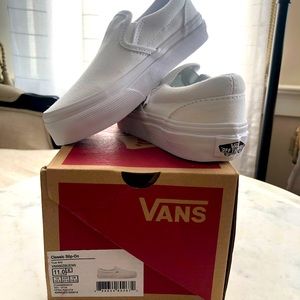 Kids slip on vans in white (size 11)
